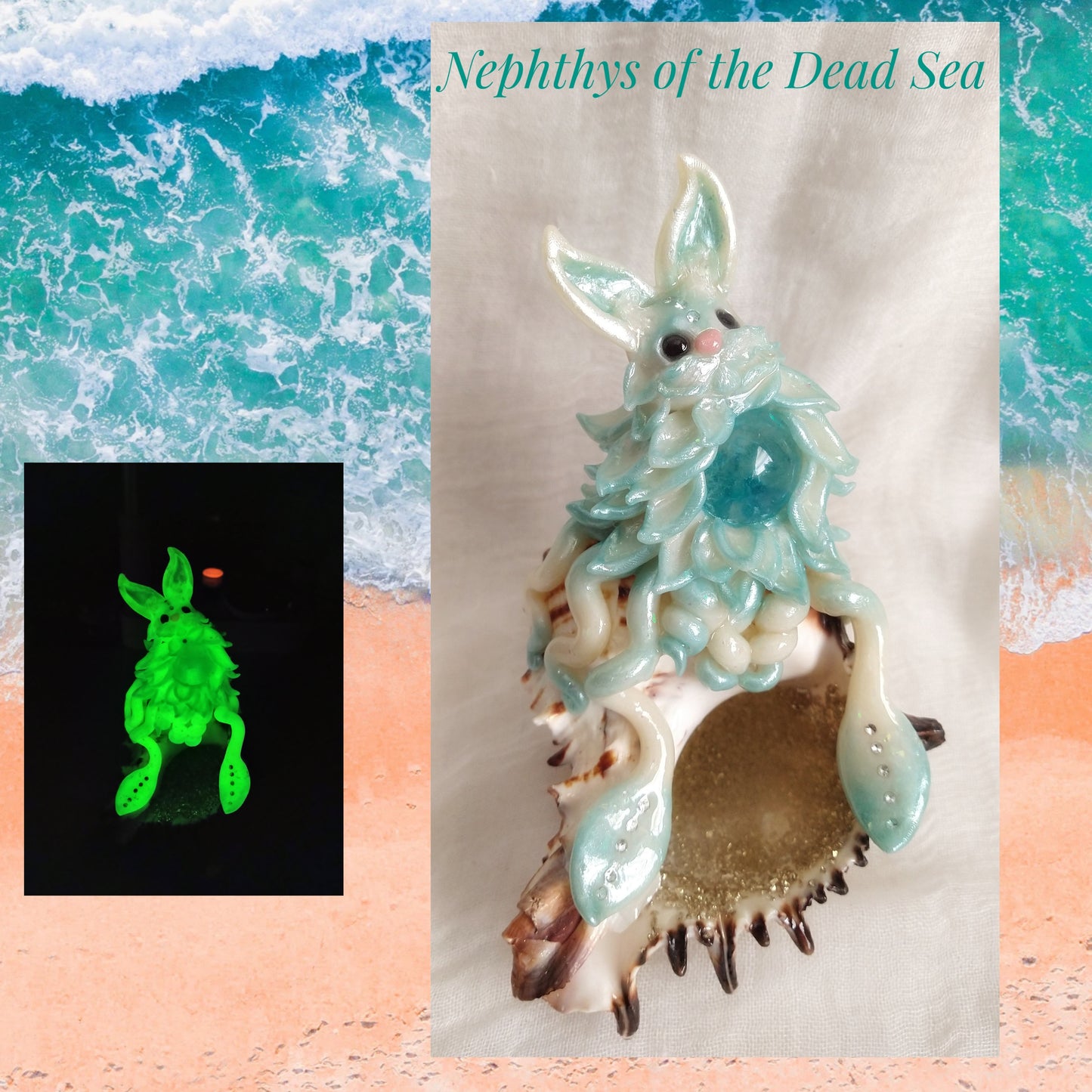 Nephthys of the Dead Sea with natural ocean shell , Guardians of the Ancient Seas