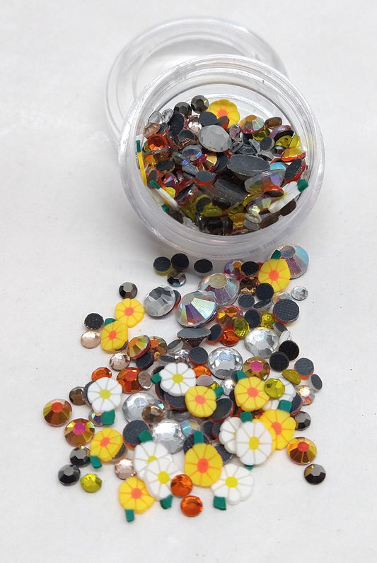 Daisy Crystal & Millefiori Cane Slices 3g Jar