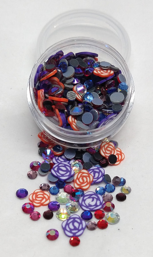 Rose Crystal & Millefiori Cane Slices 3g Jar