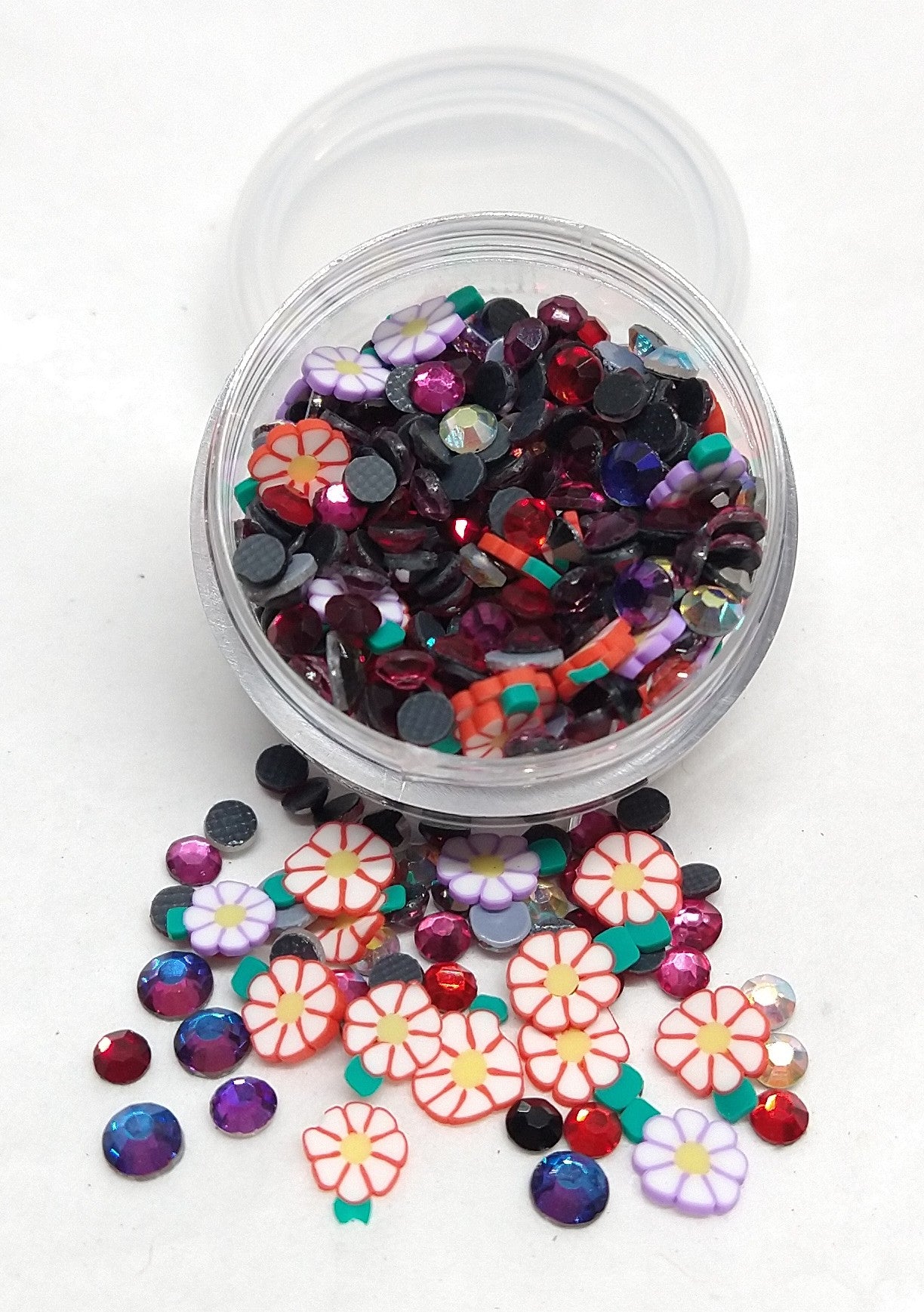 Warm Flower Crystal & Millefiori Cane Slices 3g Jar