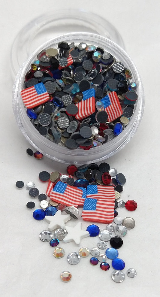 Patriotic Crystal & Millefiori Cane Slices 3g Jar